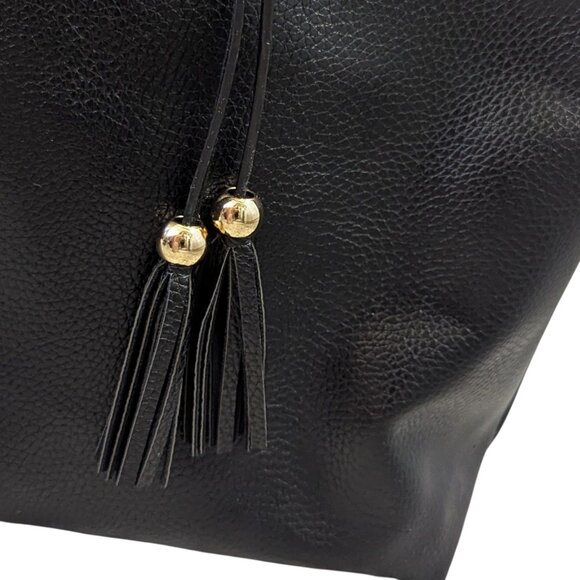 Imoshion Vegan Leather Tote Bag Black Red Tassels - Picture 3 of 5